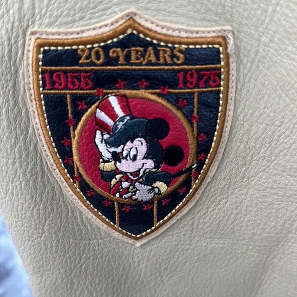 Disneyland 50th Anniversary leather jacket Black & Tan Bomber Style 2XL - Picture 3 of 8